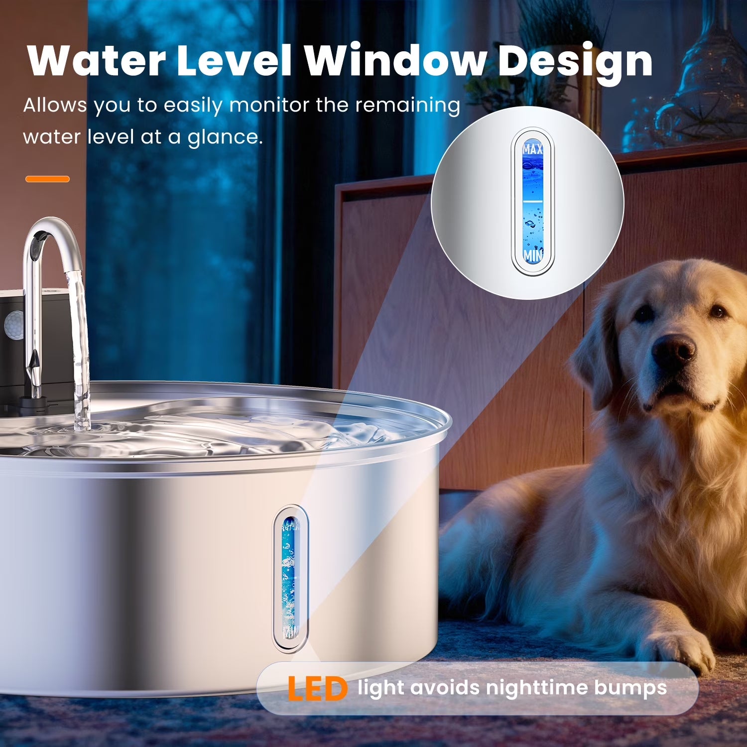 Stainless Steel Pet Water Fountain — 12L, 3 Modes