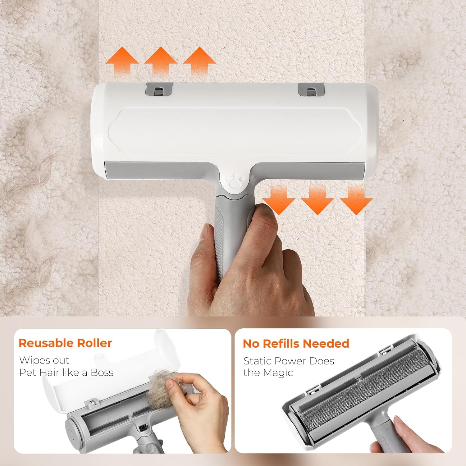 Reusable Pet Hair Remover Roller — Couch, Car & Bedding