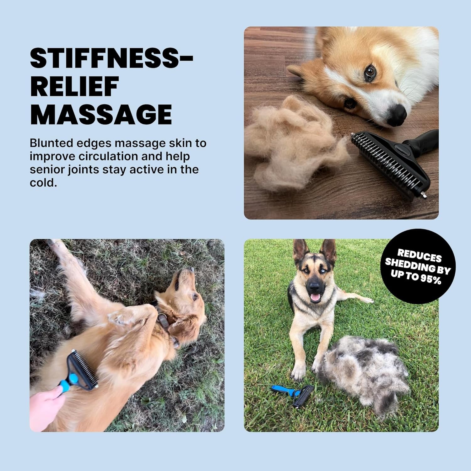 2-In-1 Deshedding Brush & Undercoat Rake for Dogs